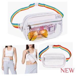 NEW Clear Fanny Pack with Rainbow Strap